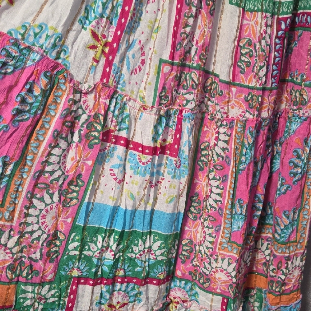 Meg 2 Magic Anthropologie Pink and Green Maxi Dress - Picture 6 of 8